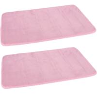 Set van 2x stuks roze sneldrogende badmat 40 x 60 cm rechthoekig