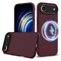 Lunso iPhone 17 Air hoesje - Flexibel siliconen Backcover met MagSafe - Bordeaux Rood