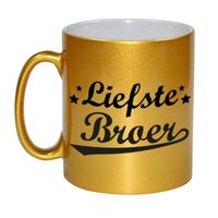 Liefste broer cadeau gouden mok / beker sterren 330 ml