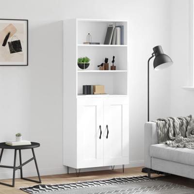 Hoge kast 69,5x34x180 cm bewerkt hout wit