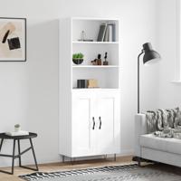 Hoge kast 69,5x34x180 cm bewerkt hout wit
