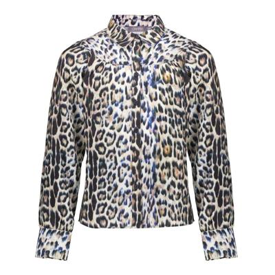 Geisha winter blouse meisjes - bruin/blauw/zwart - luipaard