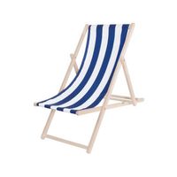 Platinet - Inklapbare strandstoel - Hout - Blauw Gestreept