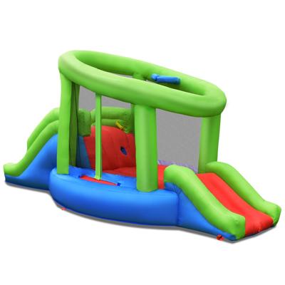 Opblaasbaar Springkasteel met 2 Glijbanen en Basketbalmand Springkasteel Bouncer Springkasteel 410 x 190 x 197 cm (Zonder Blazer)