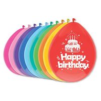 Ballonnen - Happy Birthday verjaardag feest - 10x stuks - 29 cm   - - thumbnail