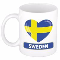 I love Sweden - Hartjes vlag - Zweden koffiemok - drinkbeker - 300 ml - supporters