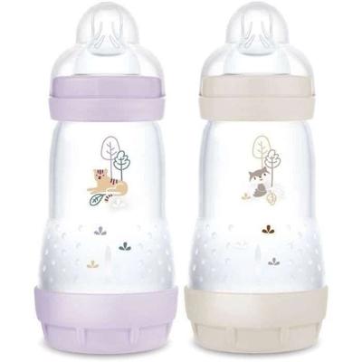 Set van 2 Babyflessen - MAM - Easy Start / Anti-Colic - 260 ml - Flow 2 Speen - Lila + Zand