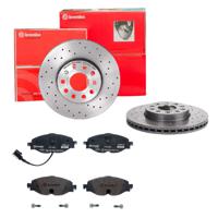 Remmenset, remschijf BREMBO, Remschijftype: Geperforeerd / Geventileerd, Inbouwplaats: Vooras, u.a. für VW, Seat, Audi, Skoda