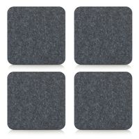 4x stuks onderzetters voor glazen - vilt - 10 x 10 cm - antraciet grijs