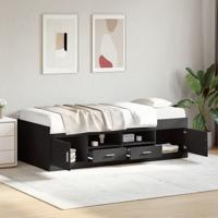Slaapbank met lades zonder matras 100x200 cm zwart