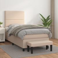 Boxspring met matras kunstleer cappuccinokleurig 90x200 cm
