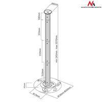 Zilveren plafondbevestiging voor projectoren van 80 mm tot 980 mm