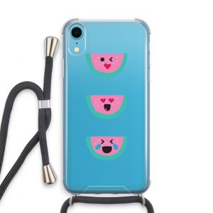 Smiley watermeloen: iPhone XR Transparant Hoesje met koord