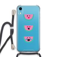 Smiley watermeloen: iPhone XR Transparant Hoesje met koord