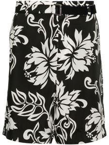 sacai short en popeline à fleurs - Noir