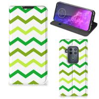 Motorola One Zoom | Hoesje met Magneet | Zigzag Groen