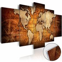 Afbeelding op acrylglas - Bronzen kaart, wereldkaart, Bruin,   5luik