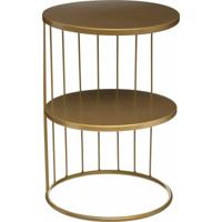 Atmosphera Bijzettafel Kobu - goud - metaal - rond - D36 x H52 cm - salontafel/koffietafel