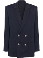 Balmain blazer croisé à motif monogrammé - Bleu - thumbnail