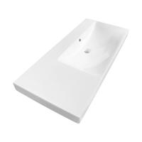 Brauer Aurora Wastafel Asymmetrisch - 100 cm - met 1 Spoelbak Rechts en 0 Kraangaten - Keramiek Hoogglans Wit