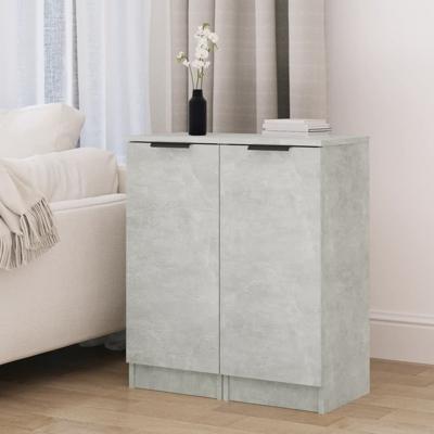 Dressoirs 2 st 30x30x70 cm bewerkt hout betongrijs