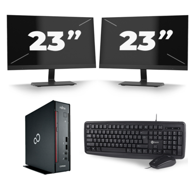 Fujitsu Esprimo Q556/2 USFF - Intel Core i5-7e Generatie - 8GB RAM - 256GB SSD - Windows 11 + 2x 23 inch Monitor