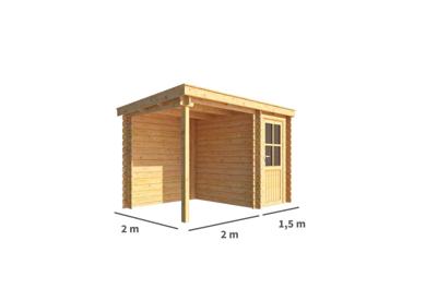 Blokhut met overkapping Els 350 cm bij 200 cm diep Lessenaarsdak - Warentuin collection