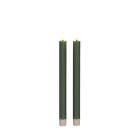 Dinerkaars led 3d vlam met timer 2 stuks h25 cm jade groen - Annas collection