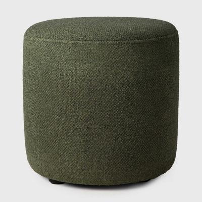 Ethnicraft Poef 'Barrow' 40cm, Structuurstof, kleur Pine Green