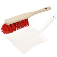 Buemag Stoffer en blik - voor buiten - wit/rood - van metaal / hout - Harde borstel / handveger