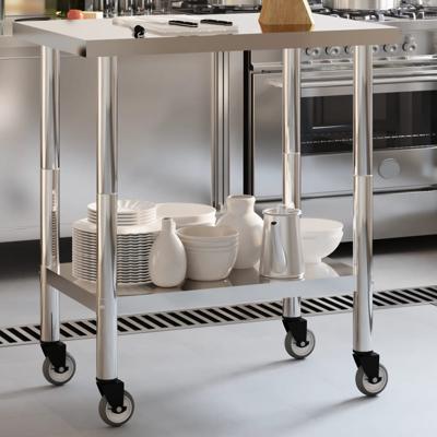 VidaXL Keukenwerktafel met wielen 82,5x55x85 cm roestvrij staal