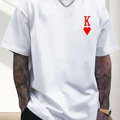 Bon&Bon Men's Heart Letter Pattern T-Shirt | 100% Cotton White Tee White / M