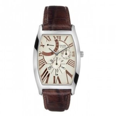 Guess horlogeband I12536G1 Leder Bruin + bruin stiksel