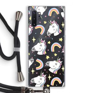 Rainbow Unicorn: Samsung Galaxy Note 10 Plus Transparant Hoesje met koord