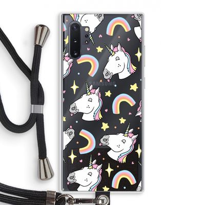Rainbow Unicorn: Samsung Galaxy Note 10 Plus Transparant Hoesje met koord