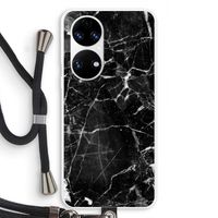 Zwart Marmer 2: Huawei P50 Transparant Hoesje met koord