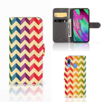 Samsung Galaxy A40 Telefoon Hoesje Zigzag Multi Color - thumbnail