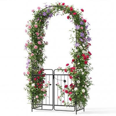 Tuinboog van Metaal Boog-Latwerk met Afsluitbare Poort Grondplaten & Grondpennen Klimrek voor Klimplanten