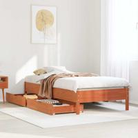 Bedframe zonder matras massief grenenhout wasbruin 75x190 cm