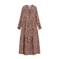Mango gebloemde maxi jurk roze - thumbnail