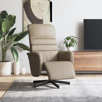 Fauteuil verstelbaar met voetensteun kunstleer cappuccinokleur