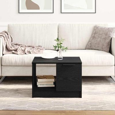Salontafel with Drawer Zwart eiken 50 x 50 x 36 cm Bewerkt hout