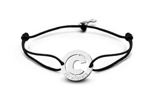 Key Moments 8KM-A00003 Armband C-Sleutel textiel-staal zwart-zilverkleurig
