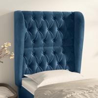 Hoofdbord met randen 83x23x118/128 cm fluweel donkerblauw