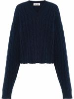 Miu Miu pull torsadé en cachemire à col v - Bleu