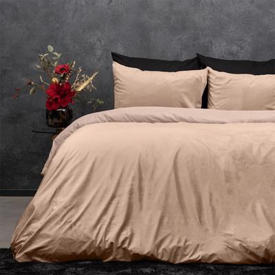 Dekbedovertrek Velvet Uni Beige Effen 140x200 Cm Anti Allergie Sleeptime - Dekbed-Discounter.nl