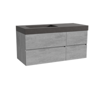 Storke Edge zwevend badmeubel 120 x 52 cm beton donkergrijs met Scuro High asymmetrisch linkse wastafel in kwarts mat zwart - thumbnail