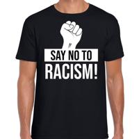 Say no to racism protest t-shirt - zwart - voor heren - demonstratie tegen racisme print