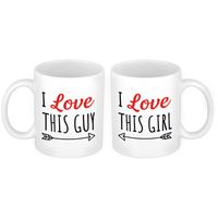 I love this guy and girl cadeau beker set voor Valentijnsdag 300 ml - thumbnail