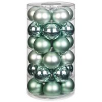 Tube met 30 mint groene kerstballen van glas 6 cm glans en mat - Kerstbal - thumbnail